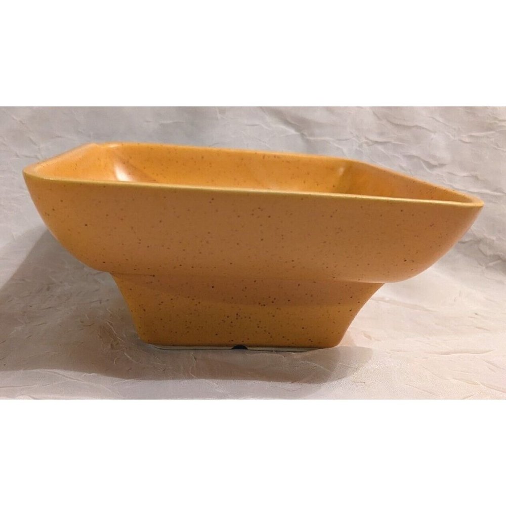 Vtg California Pottery Lid Dish L66 Yellow Gold Mid Century Speckled MCM Snack - Picture 11 of 16